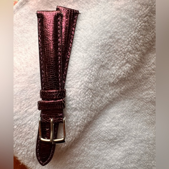 MICHELE - 16mm genuine leather watch band made in USA. Purple shimmer metallic. - Picture 1 of 3